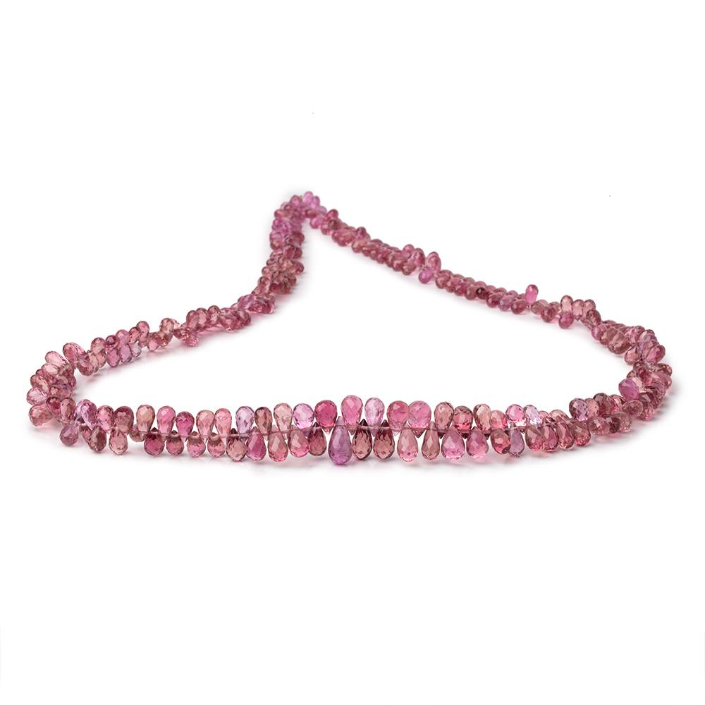4-9mm Rubellite Tourmaline Faceted Tear Drop Beads 18 inch 264 pieces AAA - Beadsofcambay.com