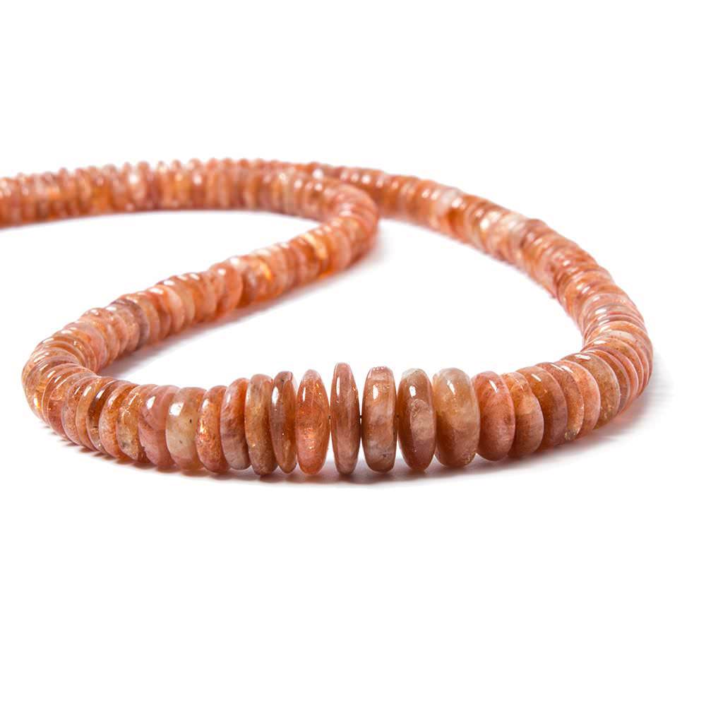 4-9mm Sunstone Plain Rondelle Beads 18 inch 255 pieces - Beadsofcambay.com