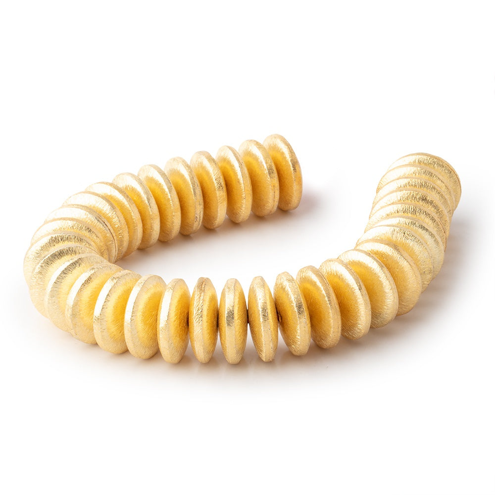 18mm 22kt Gold Plated Copper Brushed Disc 8 inch 33 Beads - BeadsofCambay.com