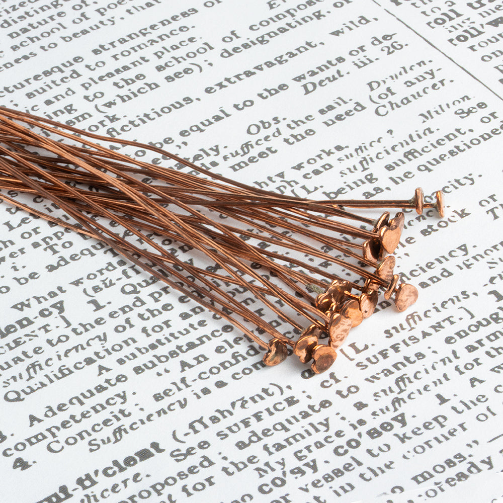 BeadsofCambay 3" length Copper Headpin Heart 22 Guage 22 pcs per bag
