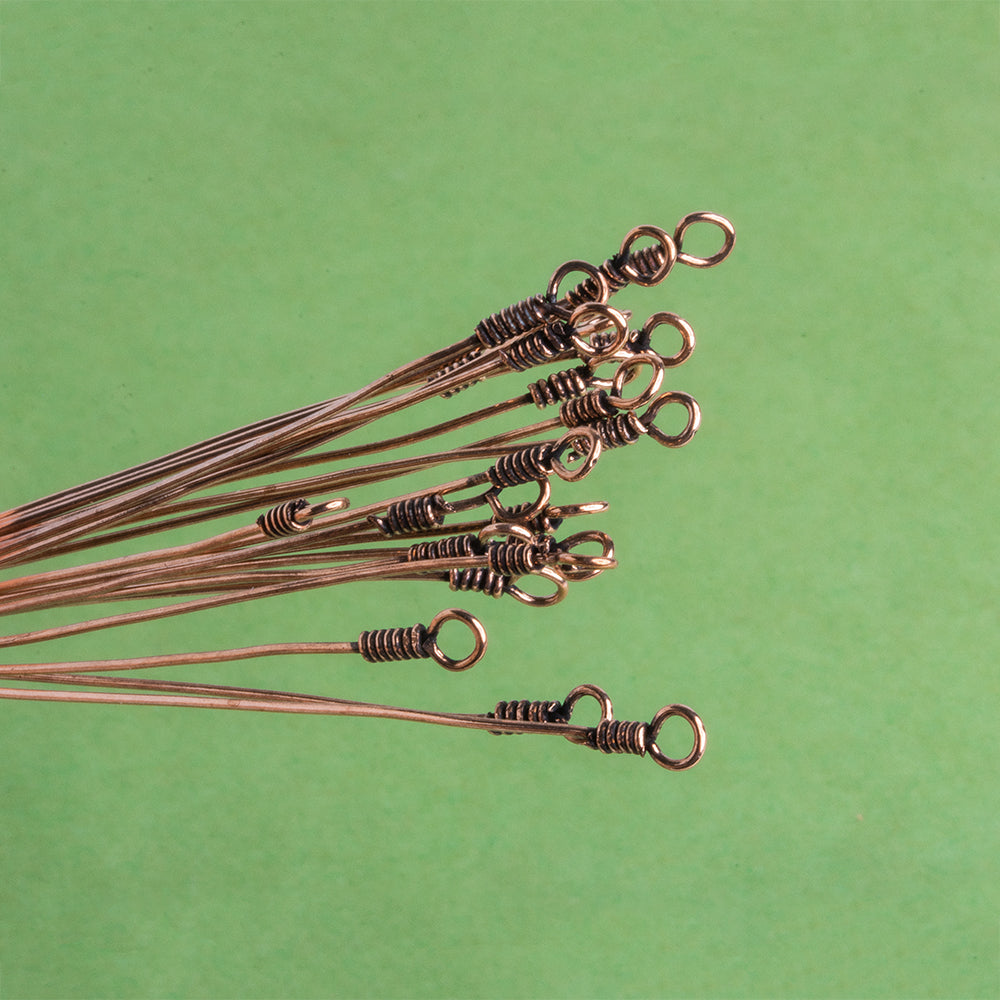 Beadsofcambay 3" length Copper Eyepin Wrapped Wire 22 Guage 22 pcs per bag View 1