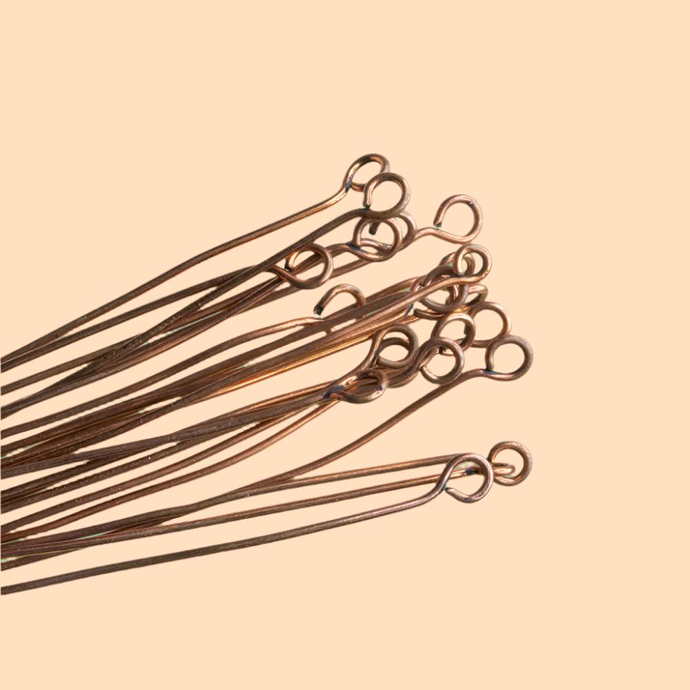 3" length Copper Eyepin 22 Guage 22 pcs per bag view 1