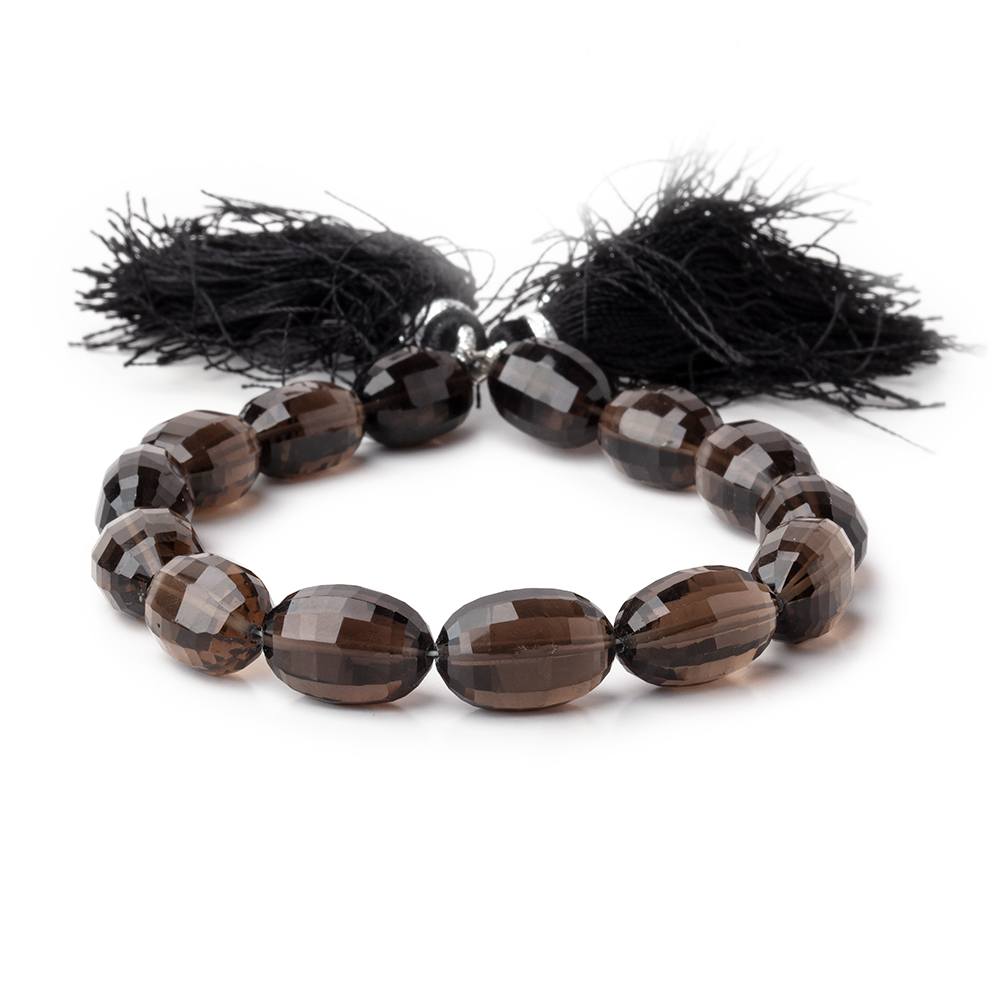 12x9-14x9mm Smoky Quartz Faceted Oval Beads 7.5 inch 14 pieces - BeadsofCambay.com