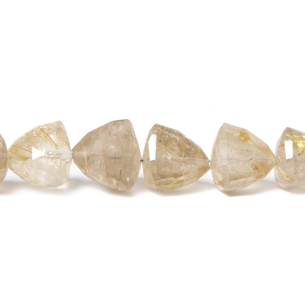 Beadsofcambay 8-12mm Rutilated Quartz Straight Drilled Faceted Trillions 
