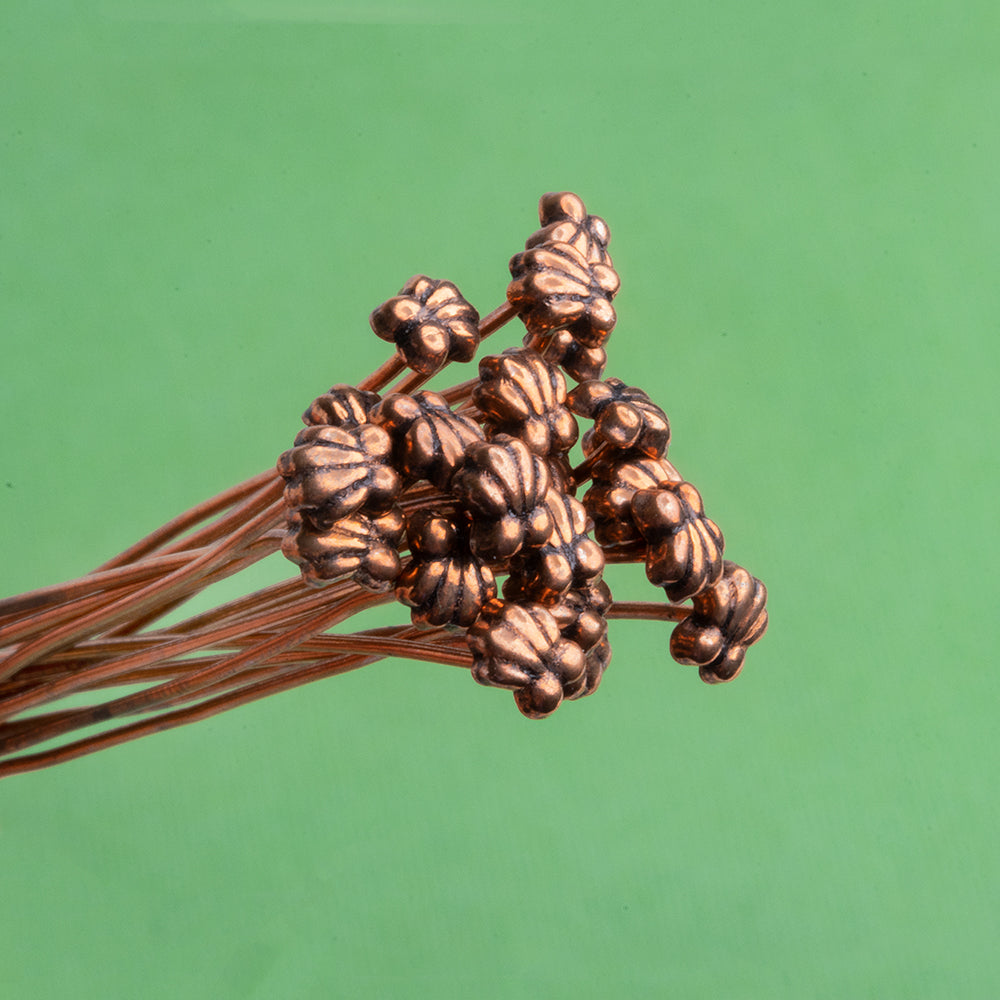 Beadsofcambay 3" length Copper Shell Design Headpin, 22 Guage 22 Pieces View 1
