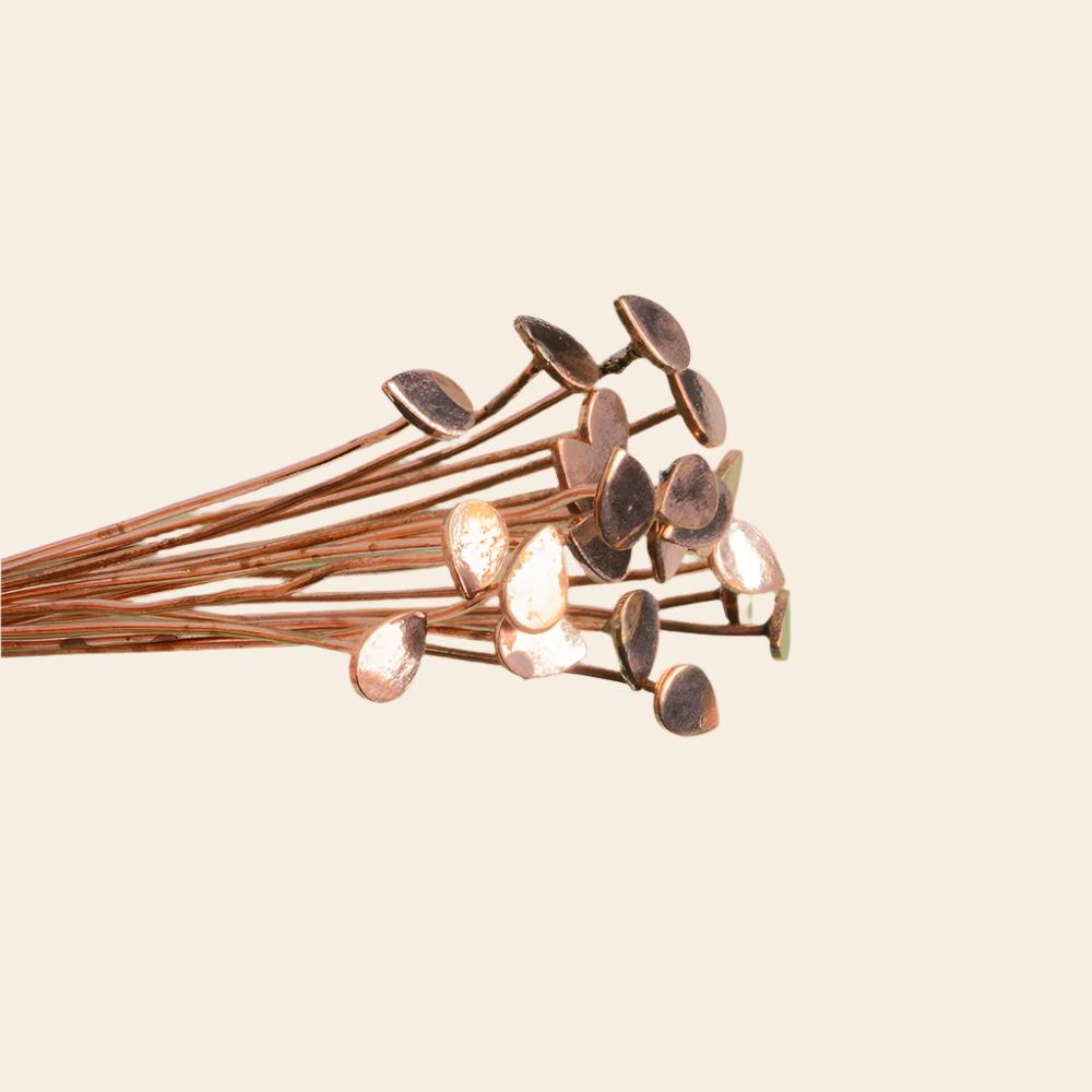 Beadsofcambay 5x3mm 3 inch length Copper Headpin 26 gauge, Plain Pear Head, 22 pieces per bag View 1