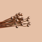 3mm Copper Headpin 26 gauge 2 inch length, Plain Ball Head diameter, 22 pieces per bag View 1