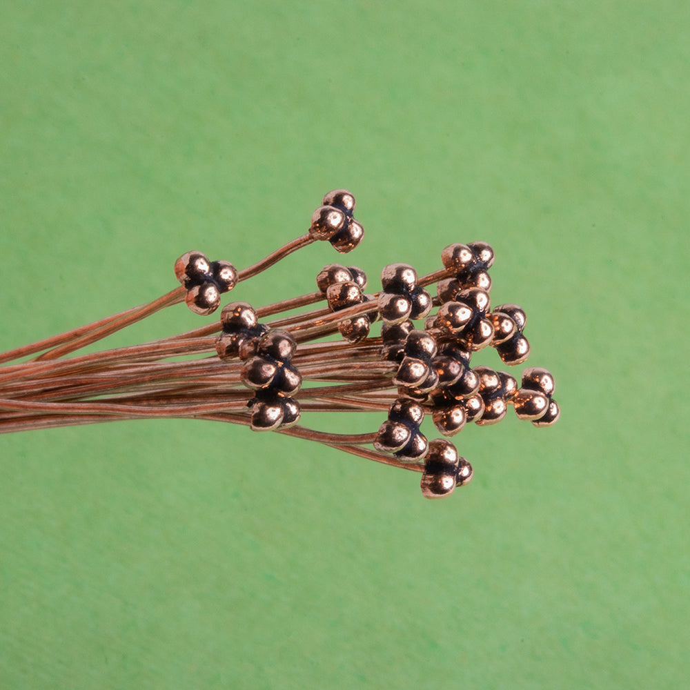 Beadsofcambay 3" length Copper 3 Ball Design Headpin, 22 Guage 22 Pieces View 1