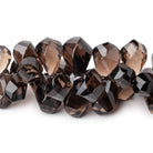 10x7-19x10mm Smoky Quartz Faceted Twist Beads 8 inch 69 pieces - BeadsofCambay.com