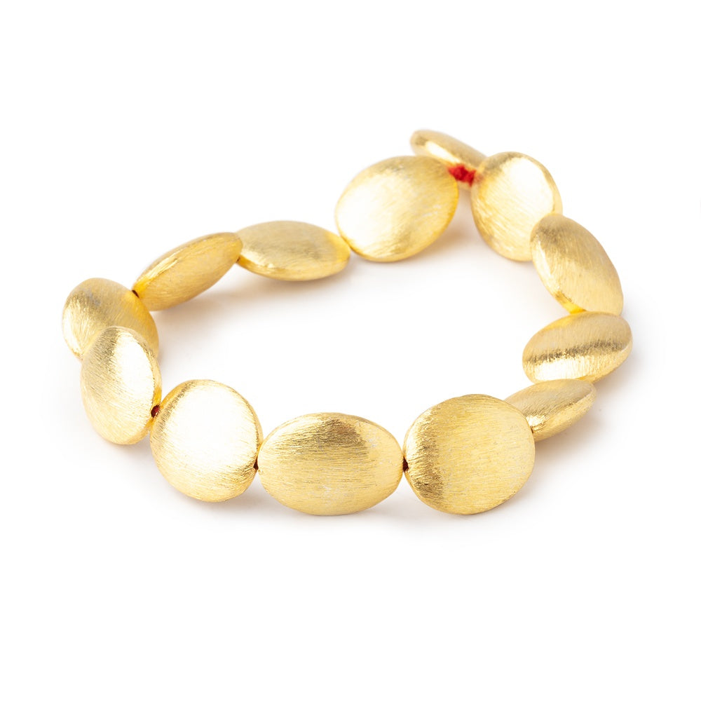 16x13mm 22kt Gold Plated Copper Brushed Oval 8 inch 13 Beads - BeadsofCambay.com