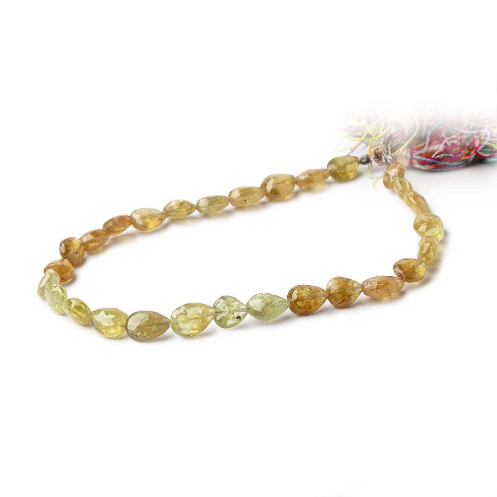 7-8mm Grossular Garnet Straight Drilled Faceted Pear Beads 8 inch 28 pieces - BeadsofCambay.com