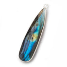 42x11mm Silver Bezeled Labradorite Faceted Pear Pendant 1 piece - BeadsofCambay.com