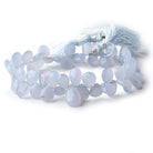 Beadsofcambay 9x7-10x8mm Turkish Blue Chalcedony Faceted Pear Beads 8 inch 55 pieces AA View 1