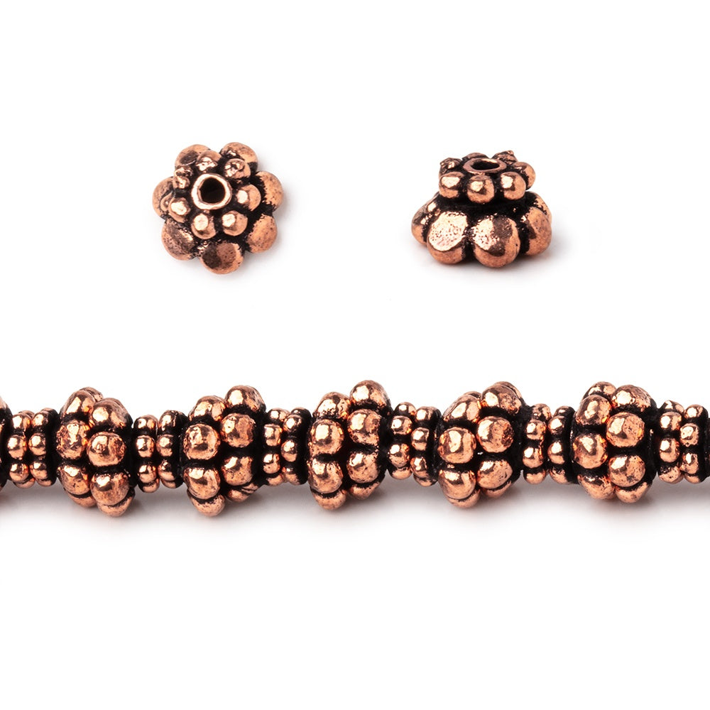 6x4mm Antiqued Copper Bead Caps 8 inch 54 pieces - BeadsofCambay.com