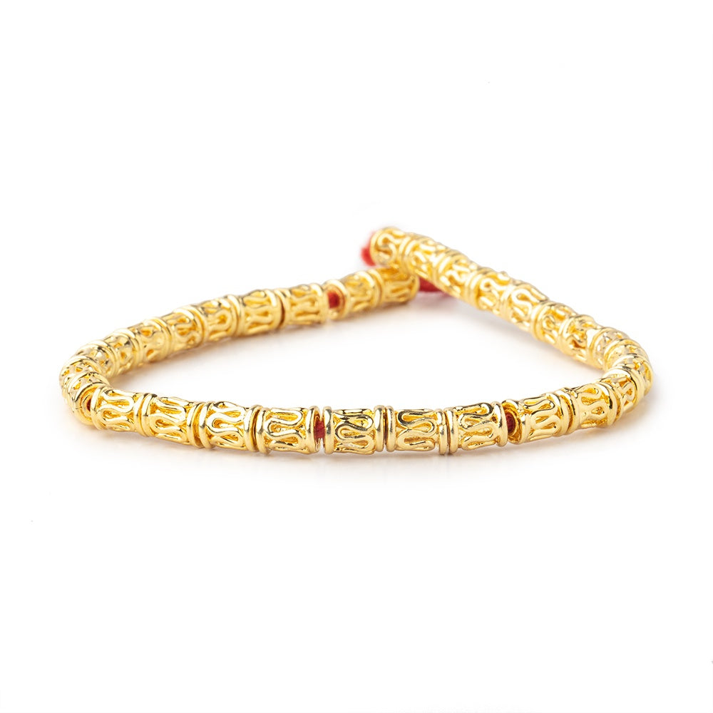 Beadsofcambay 6x4mm 22kt Gold Plated Copper Bali Style Tube 8 inch 33 pieces View 1