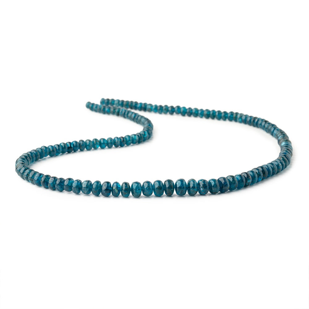 Beadsofcambay 4-6mm Neon Blue Apatite Plain Rondelle Beads 17 inch 130 pieces