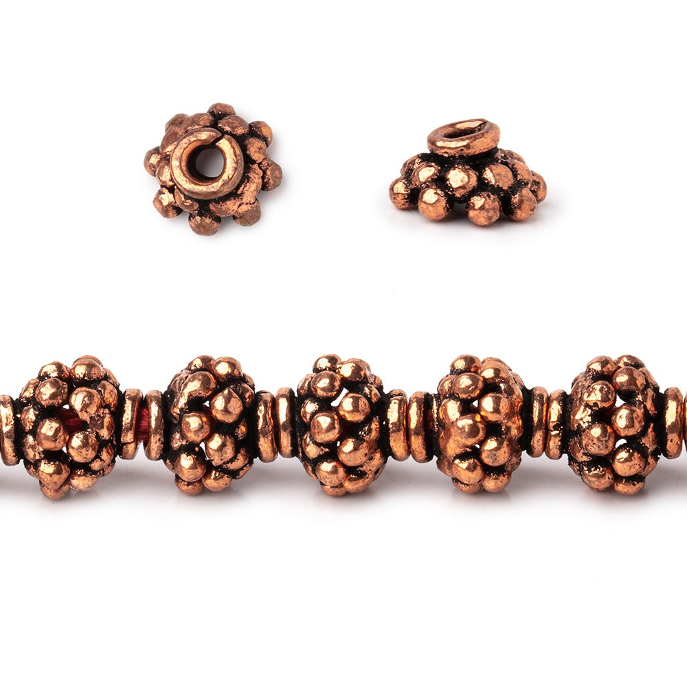7x4mm Antiqued Copper Bead Caps 8 inch 56 pieces - BeadsofCambay.com