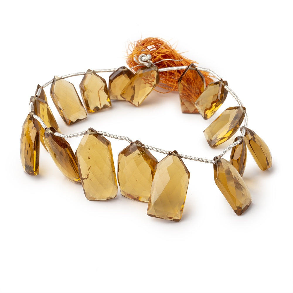 16x10-23x14mm Whiskey Quartz Top Drilled Shield 10 inch 18 Beads - BeadsofCambay.com