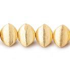 12x9mm 22kt Gold Plated Copper Brushed Trillion 8 inch 22 Beads - BeadsofCambay.com