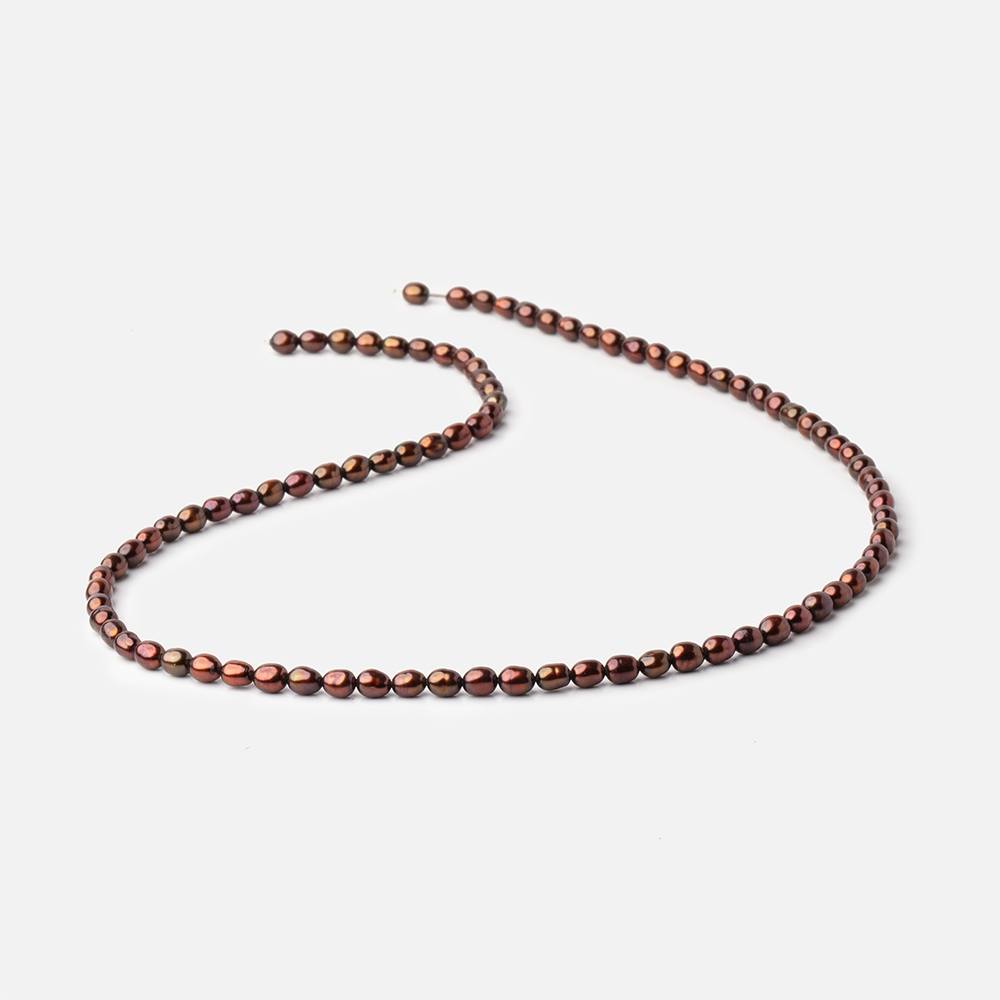 4x3mm Chocolate Straight Drilled Oval Pearls 15 inch 90 pieces - BeadsofCambay.com