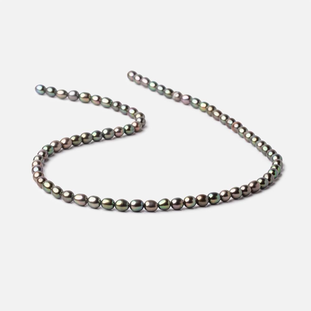 6x5mm Mushroom Green Oval Freshwater Pearl Beads 15.5 inch 62 pieces - BeadsofCambay.com