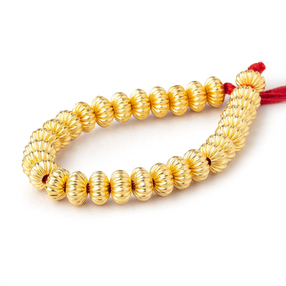 11mm 22kt Gold Plated Copper Corrugated Disc 8 inch 30 Beads - BeadsofCambay.com