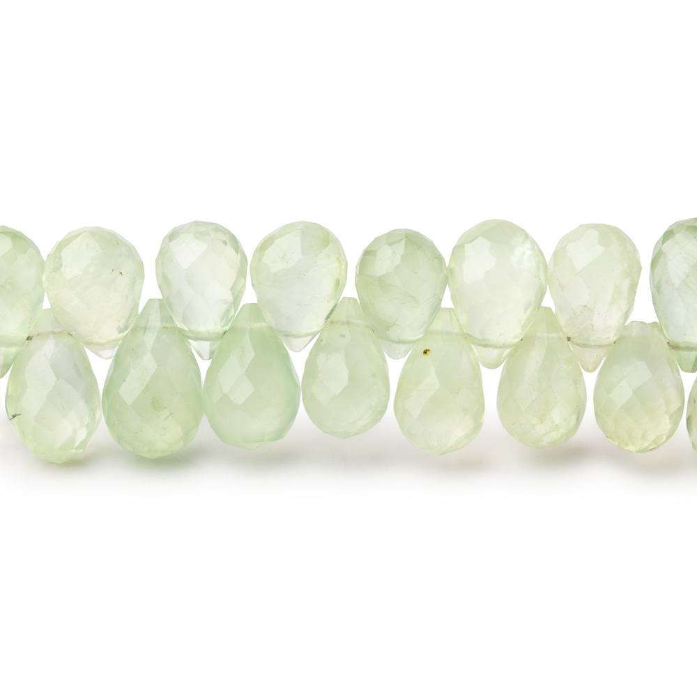 7-10mm Prehnite Tear Drop Briolette Beads 7.75 inch 65 pieces - BeadsofCambay.com