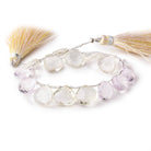 Beadsofcambay 9-11mm Hiddenite and Kunzite Faceted Heart Beads 6 inch 16 pieces View 2