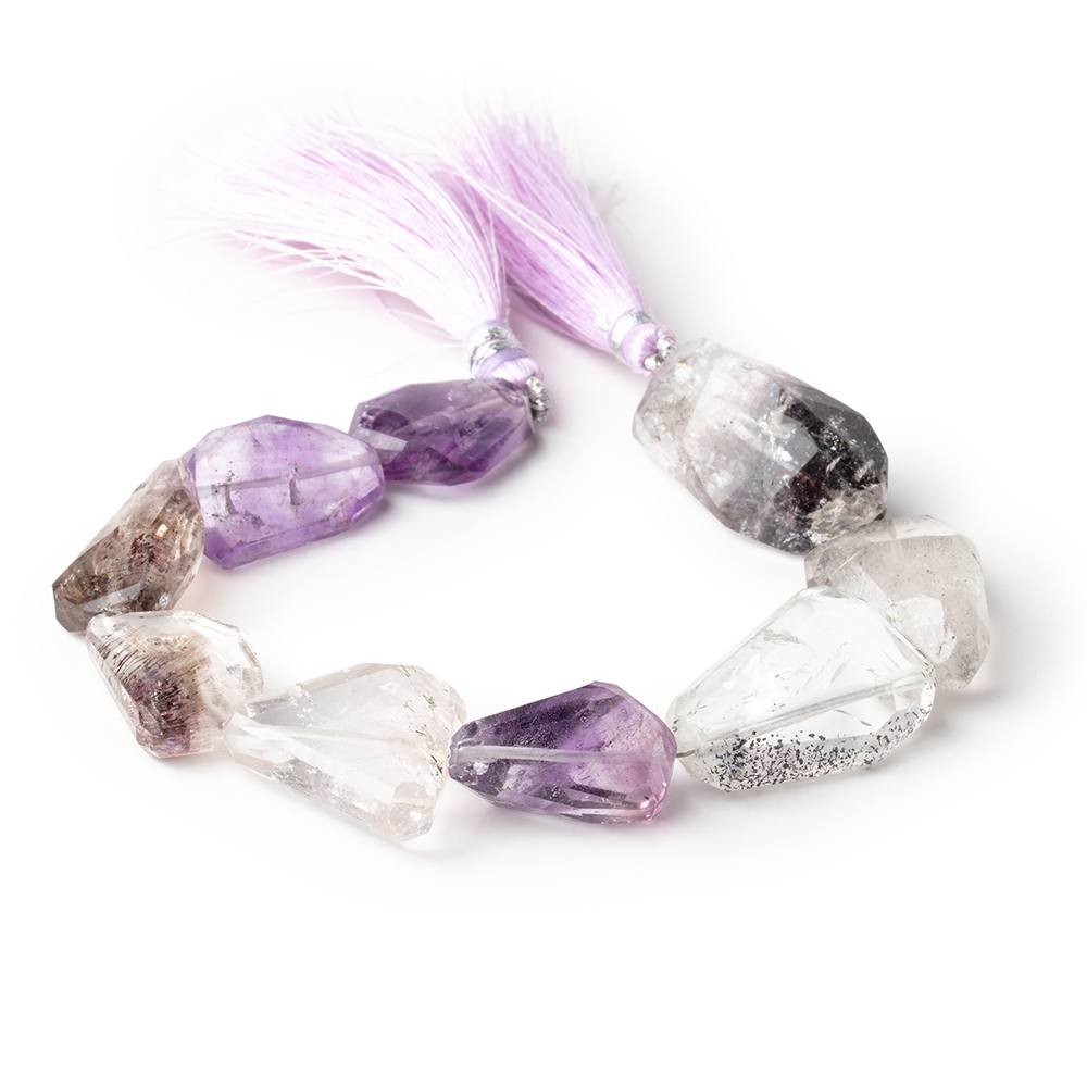 20-29mm Moss Amethyst Faceted Nugget Beads 8 inch 9 pieces - BeadsofCambay.com