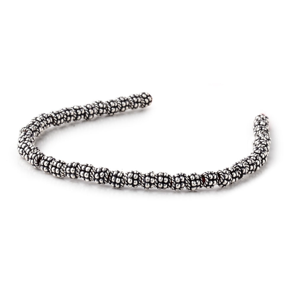5x4.5mm Antiqued Sterling Silver Plated Copper Double Spacer 8 inch 44 Beads - BeadsofCambay.com