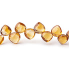 6-8mm Madeira Citrine Shoulder Drilled Faceted Hearts 6.5 inch 30 Beads AAA - BeadsofCambay.com