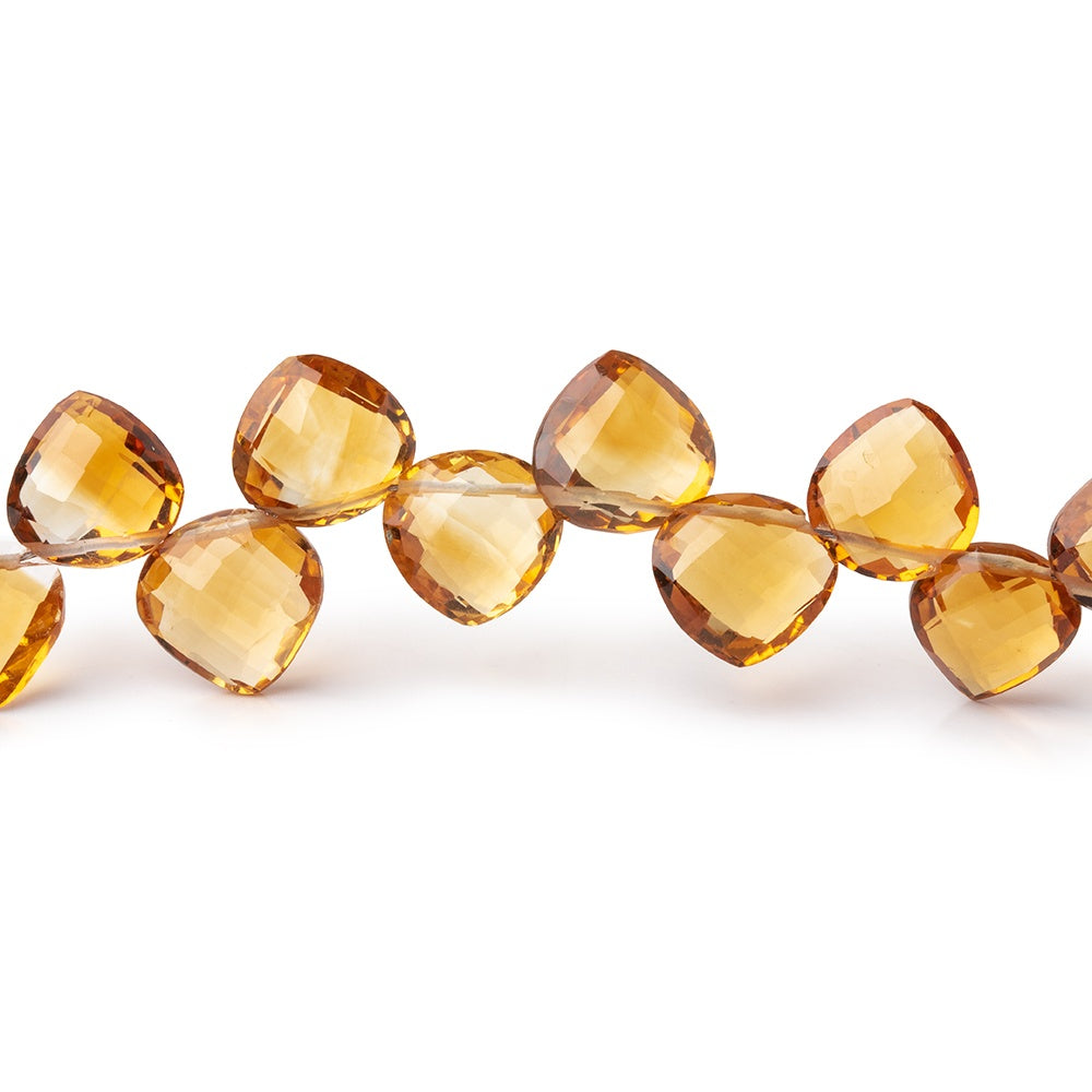 6-8mm Madeira Citrine Shoulder Drilled Faceted Hearts 6.5 inch 30 Beads AAA - BeadsofCambay.com