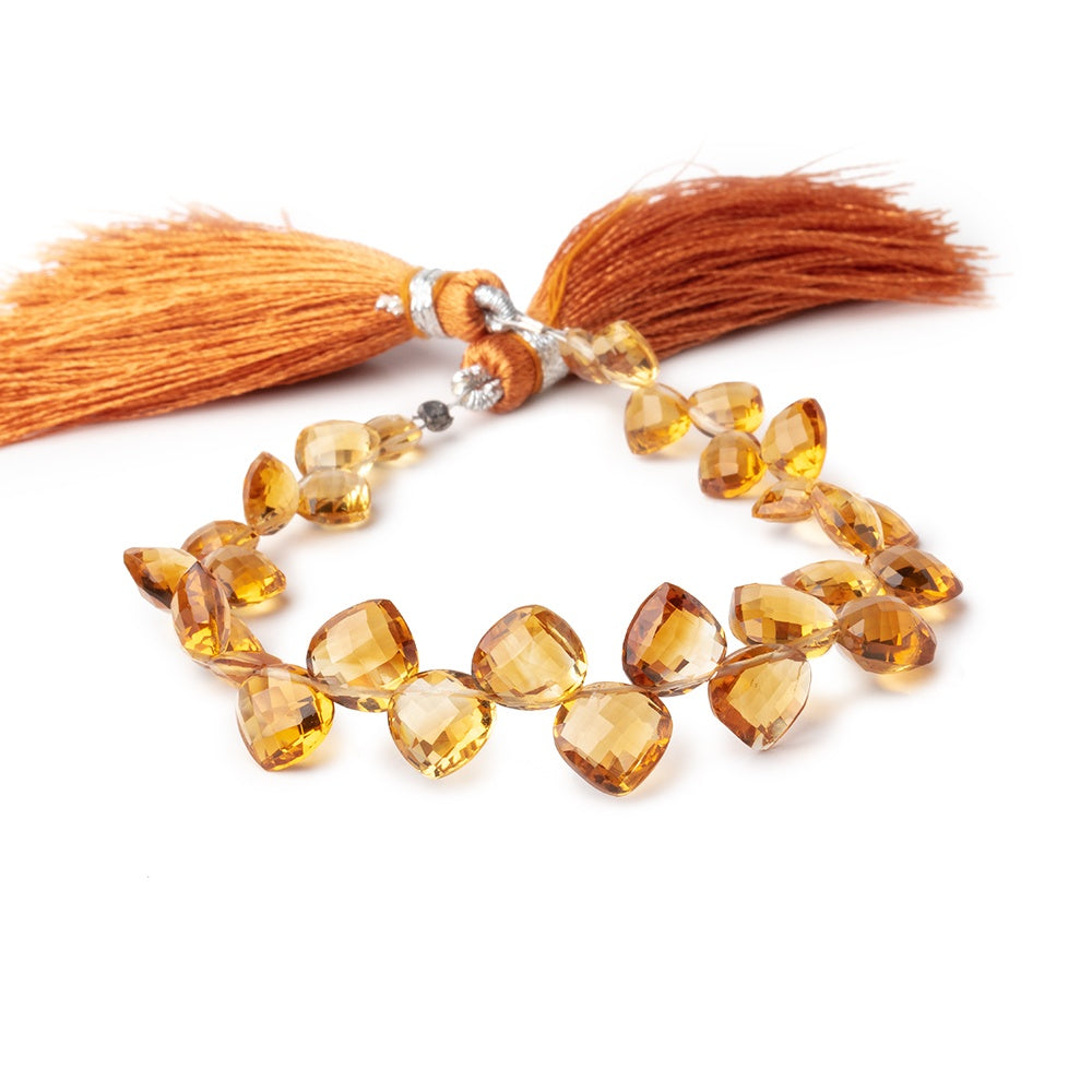 6-8mm Madeira Citrine Shoulder Drilled Faceted Hearts 6.5 inch 30 Beads AAA - BeadsofCambay.com