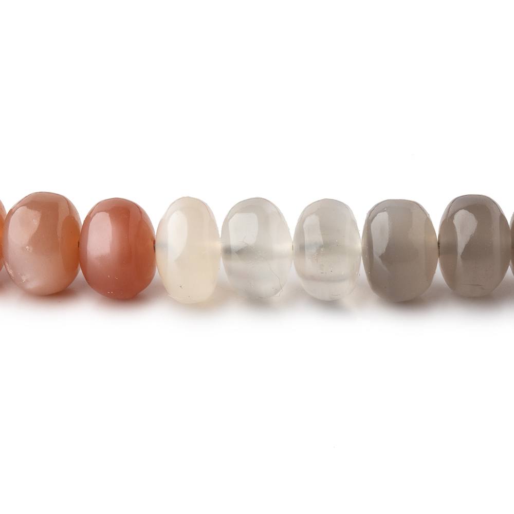 7.5-8mm Multi Color Moonstone Plain Rondelle Beads 16 inch 80 pieces - BeadsofCambay.com