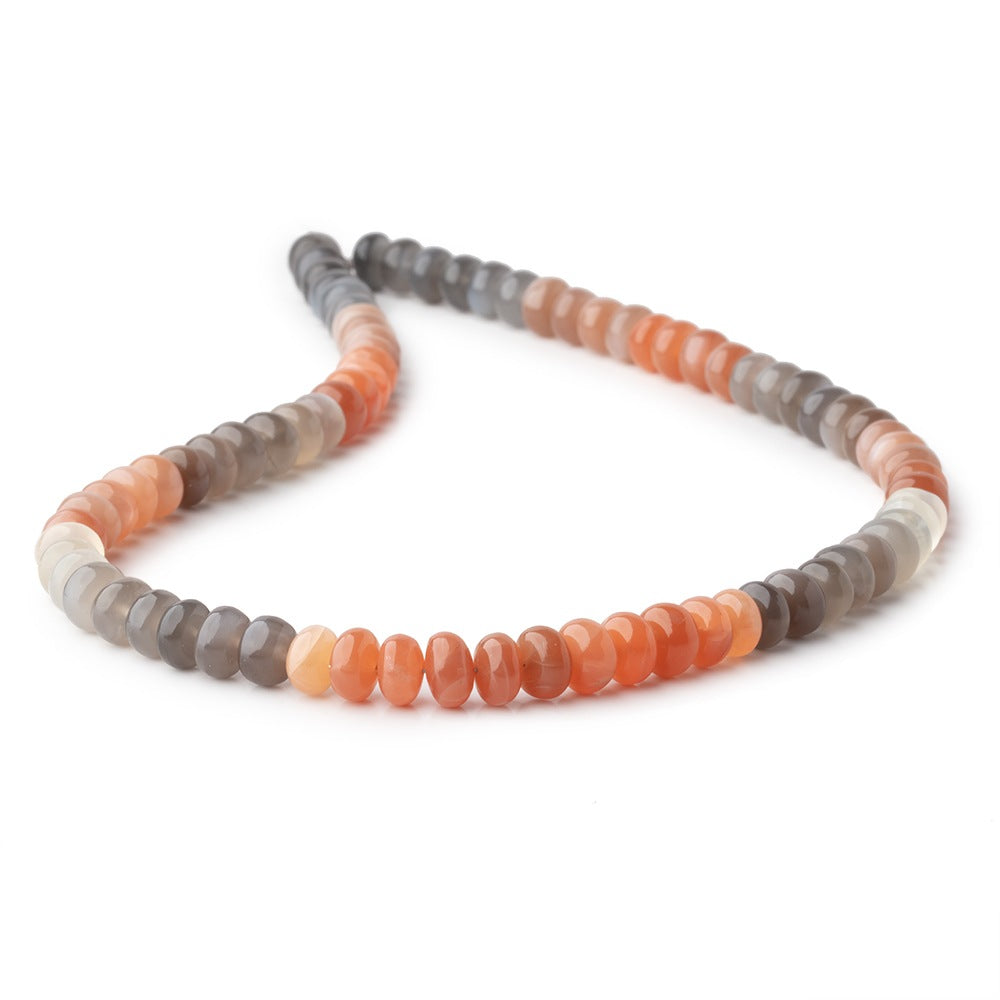 7.5-8mm Multi Color Moonstone Plain Rondelle Beads 16 inch 80 pieces - BeadsofCambay.com