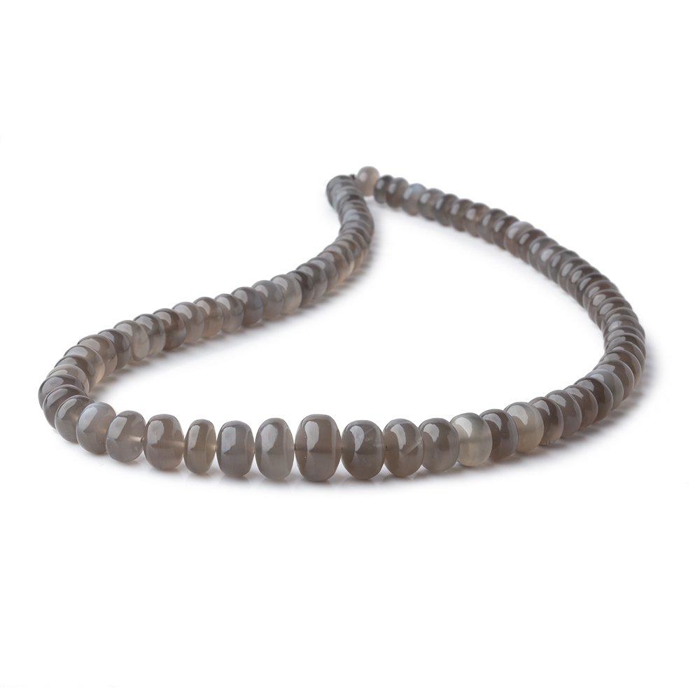 7-10mm Platinum Grey Moonstone Plain Rondelle Beads 16 inch 78 pieces - BeadsofCambay.com