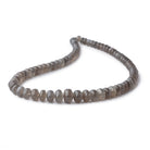 7-10mm Platinum Grey Moonstone Plain Rondelle Beads 16 inch 78 pieces - BeadsofCambay.com