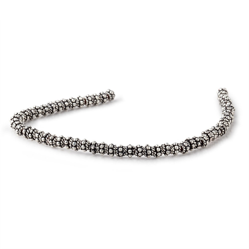 5x3mm Antiqued Sterling Silver plated Copper Twisted Spacer 8 inch 60 Beads - BeadsofCambay.com