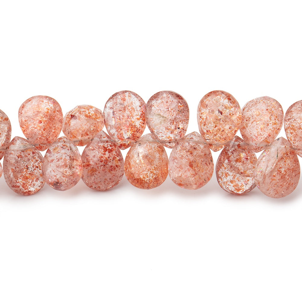 7x5-8x7mm Sunstone Faceted Pear Beads 8 inch 60 pieces - BeadsofCambay.com