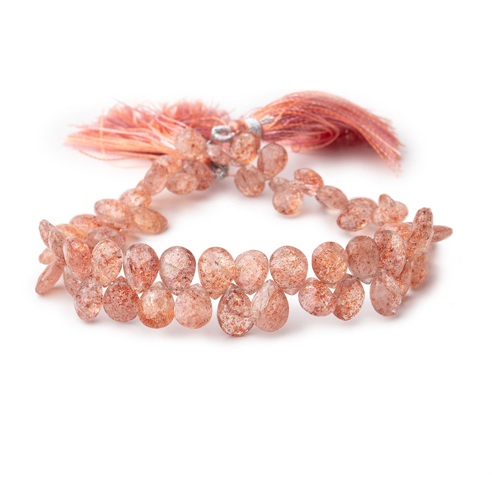 7x5-8x7mm Sunstone Faceted Pear Beads 8 inch 60 pieces - BeadsofCambay.com