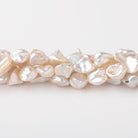 7-8mm Off White Straight Drilled Keshi Freshwater Pearls 16 inch 48 pieces - BeadsofCambay.com