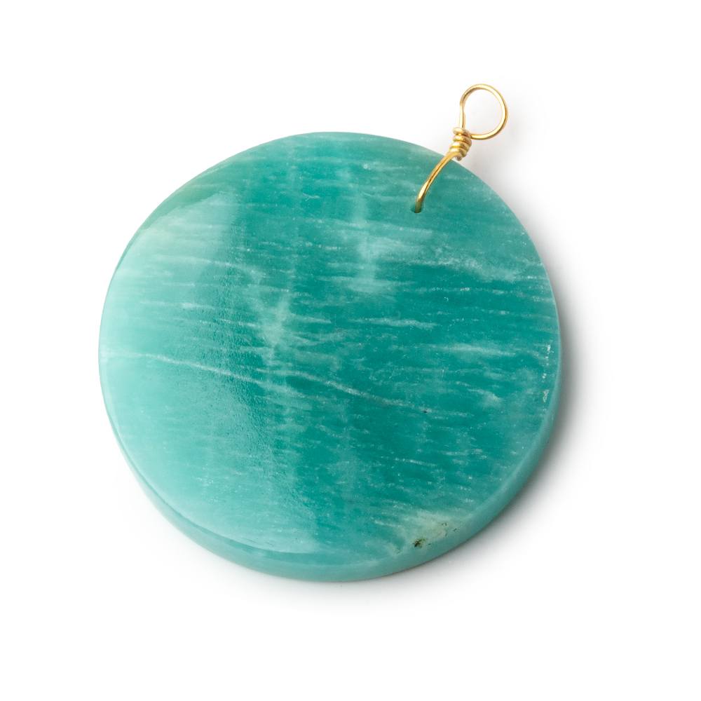 40mm Amazonite plain coin disc focal beads 1 piece AA - Beadsofcambay.com