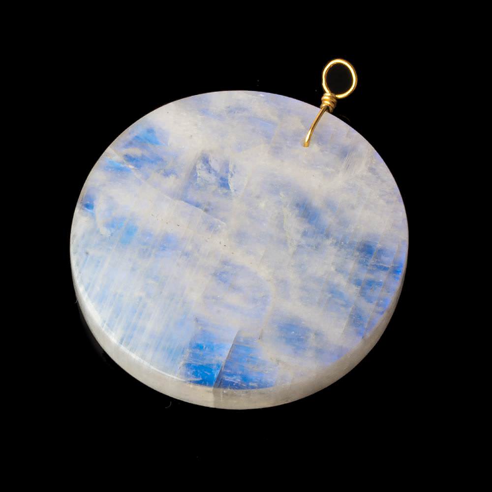 40mm Rainbow Moonstone plain coin disc focal beads 1 piece AA - Beadsofcambay.com