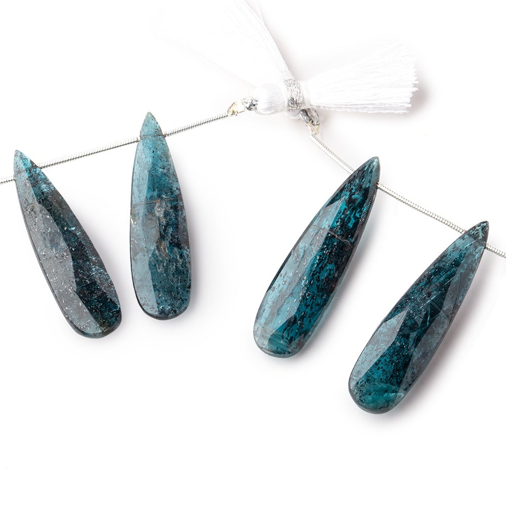 40x10mm Indigo Kyanite Faceted Pear Focal Beads Set of 2 pieces - Beadsofcambay.com