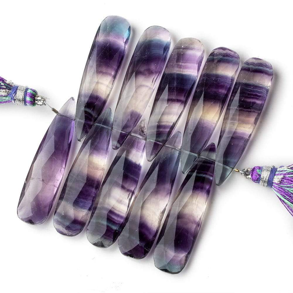 40x10mm Multi Color Banded Fluorite faceted pears 3 inch 10 beads AAA - Beadsofcambay.com