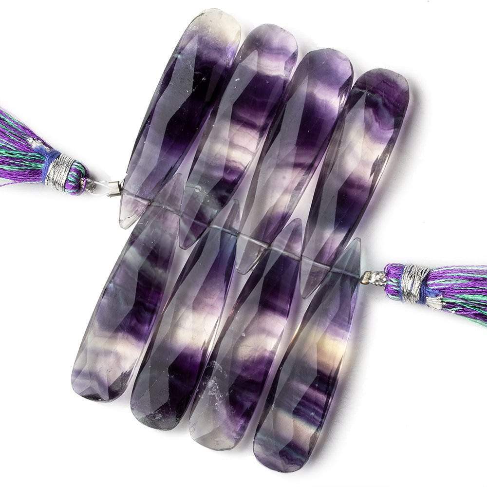 40x10mm Multi Color Banded Fluorite faceted pears 3 inch 8 beads AAA - Beadsofcambay.com