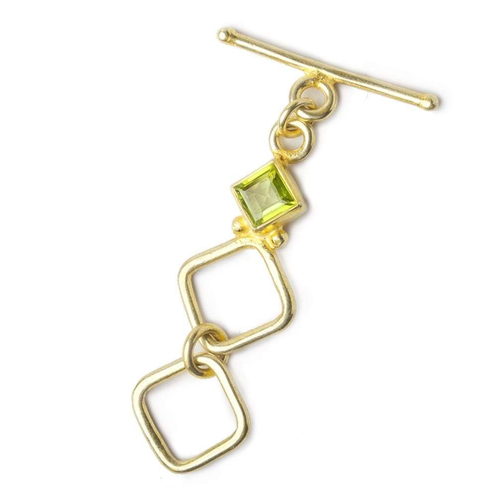 40x12mm Vermeil Square Toggle with Peridot 1 piece - Beadsofcambay.com