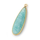40x13mm Vermeil Bezel Amazonite Plain Pear Pendant 1 Focal Bead - Beadsofcambay.com