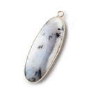 40x16mm Sterling Silver Bezel Dendritic Opal Plain Oval Pendant 1 piece - Beadsofcambay.com