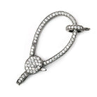 40x17mm Black Gold .925 Silver Pave CZ Lobster Clasp with CZ Ring 1 piece - Beadsofcambay.com